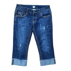 H2J Hydraulic Capris Low Rise Distressed Cuffed Sz 9/10